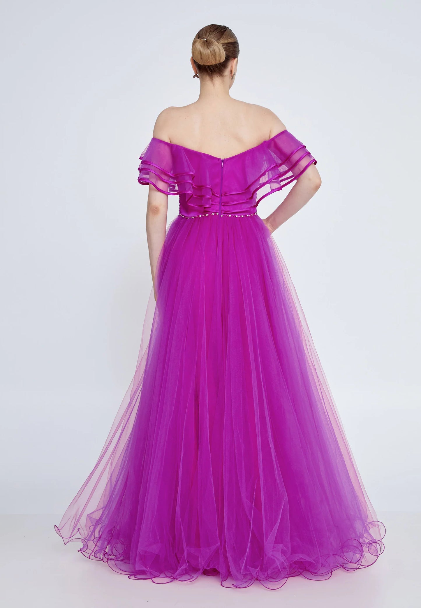 Off Shoulder Maxi Tulle A - Line Regular Prom Dress Unit Price: €55