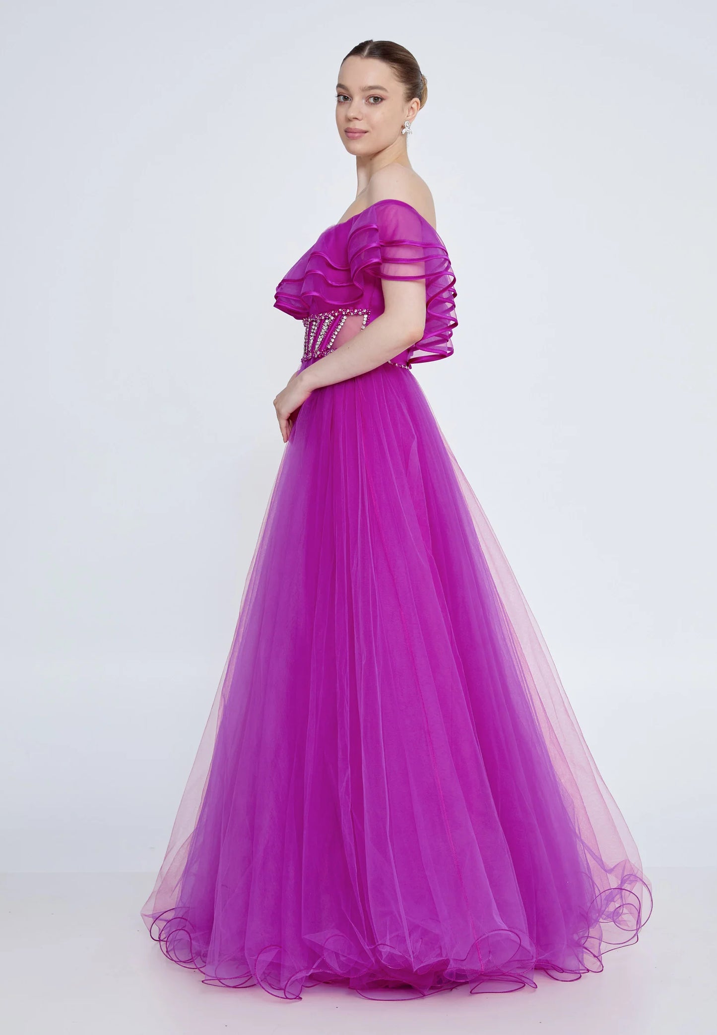 Off Shoulder Maxi Tulle A - Line Regular Prom Dress Unit Price: €55
