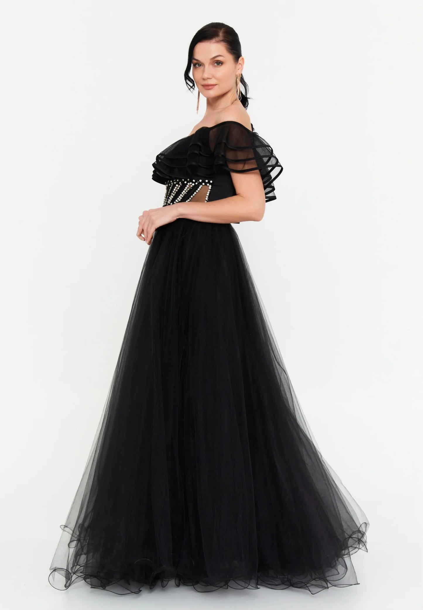 Off Shoulder Maxi Tulle A - Line Regular Prom Dress Unit Price: €55
