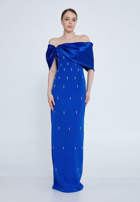 Off Shoulder Maxi Crepe Column Regular Wedding Guest Dress Unit Price: €60