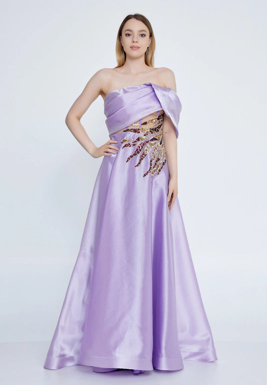 One Shoulder Maxi Tulle A - Line Regular Prom Dress Unit Price: €66