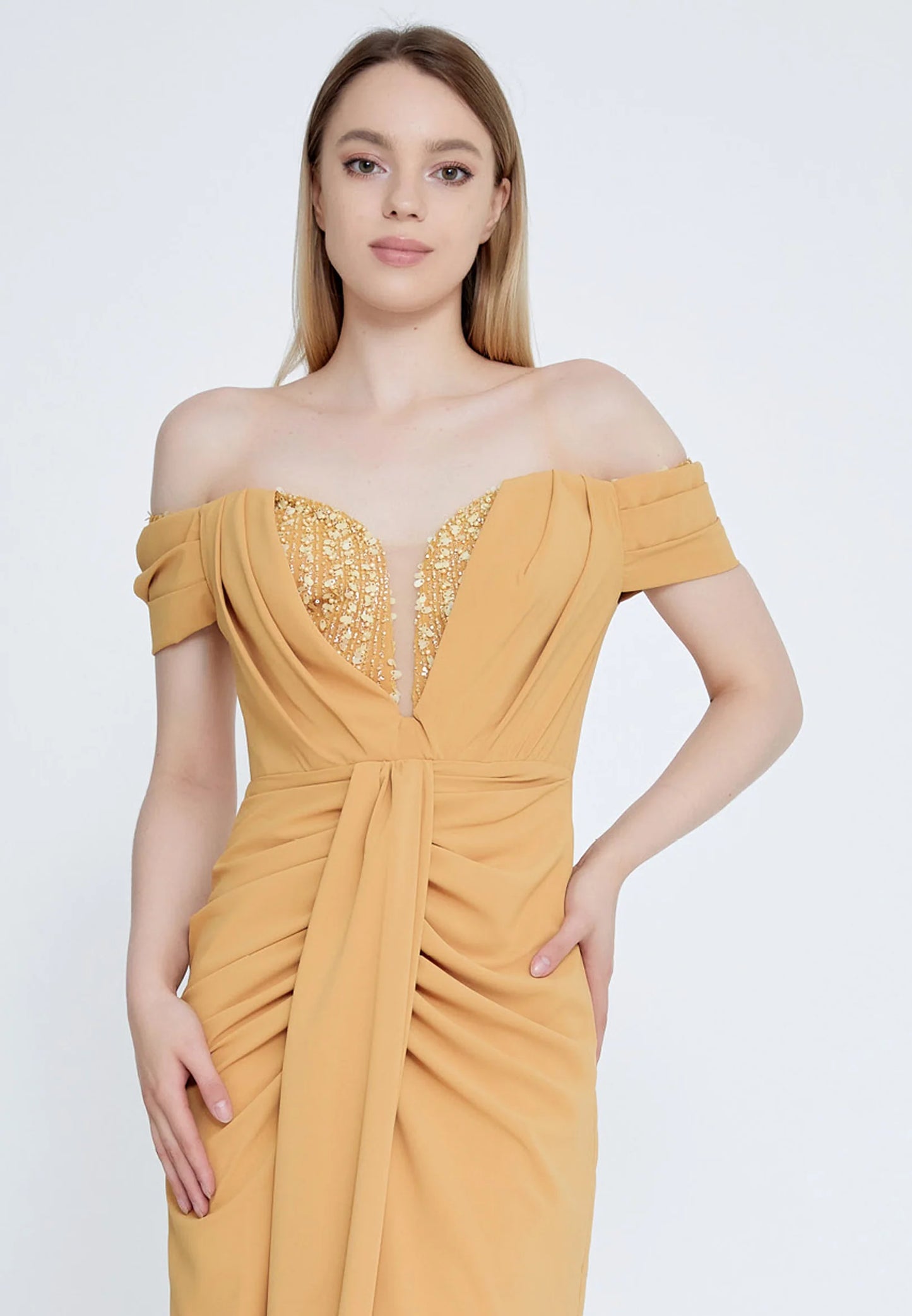 Off Shoulder Maxi Viscose Column Regular Wedding Guest Dress Unit Price: €48