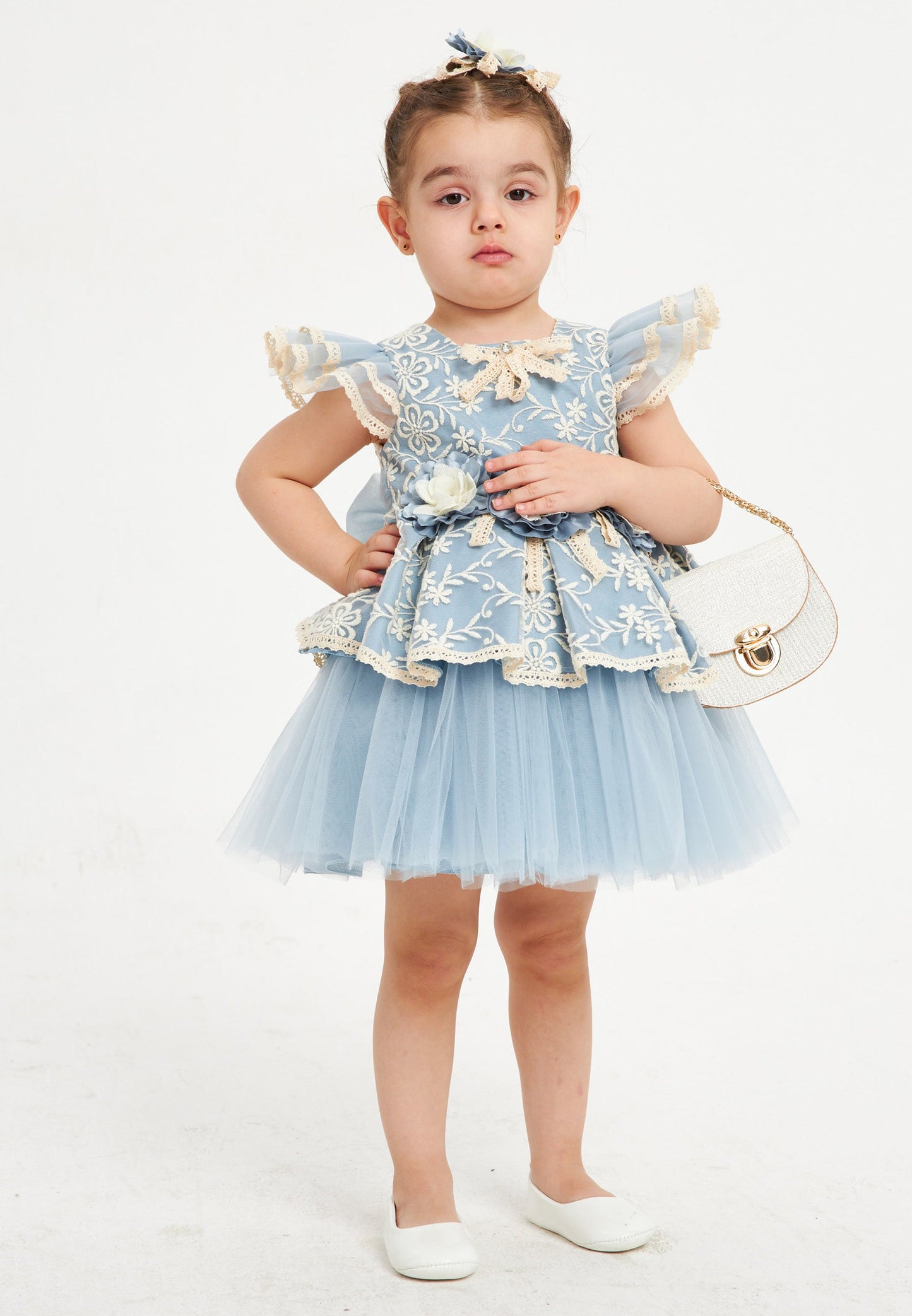 Baby Girl Short Sleeve Tulle Patterned A - Line 1 - 5 Ages Special Occasion Dress Unit Price: €23
