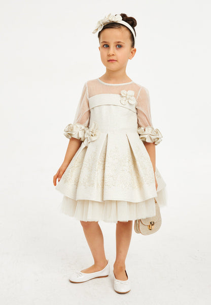Baby Girl Short Sleeve Tulle Patterned A - Line 4 - 8 Ages Special Occasion Dress Unit Price: €27