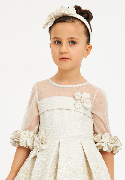 Baby Girl Short Sleeve Tulle Patterned A - Line 4 - 8 Ages Special Occasion Dress Unit Price: €27