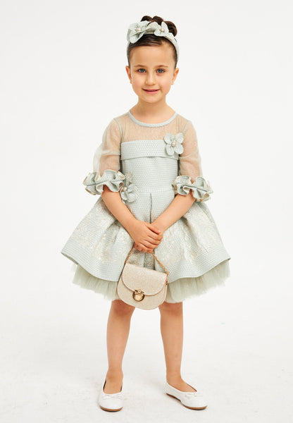 Baby Girl Short Sleeve Tulle Patterned A - Line 4 - 8 Ages Special Occasion Dress Unit Price: €27