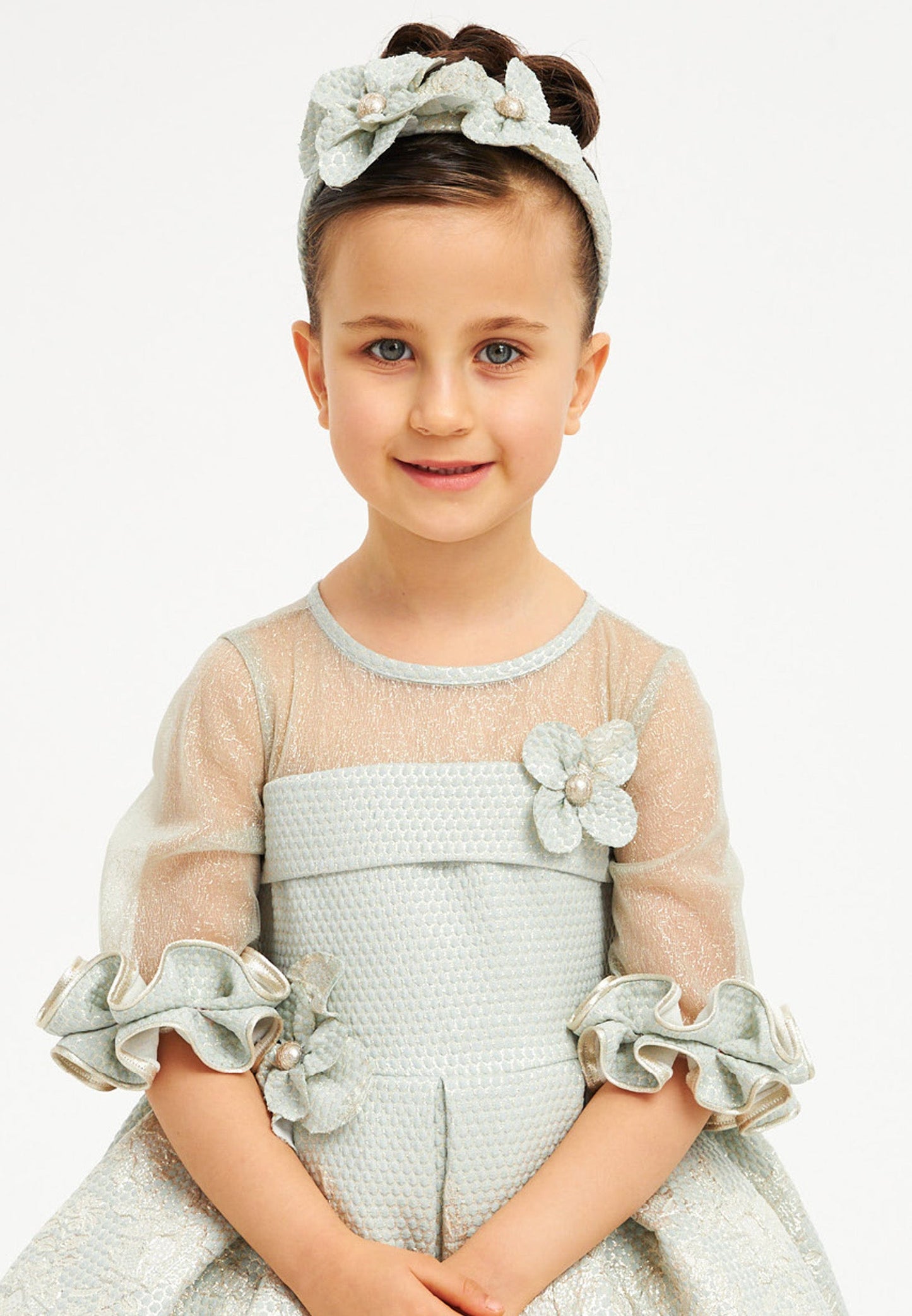 Baby Girl Short Sleeve Tulle Patterned A - Line 4 - 8 Ages Special Occasion Dress Unit Price: €27