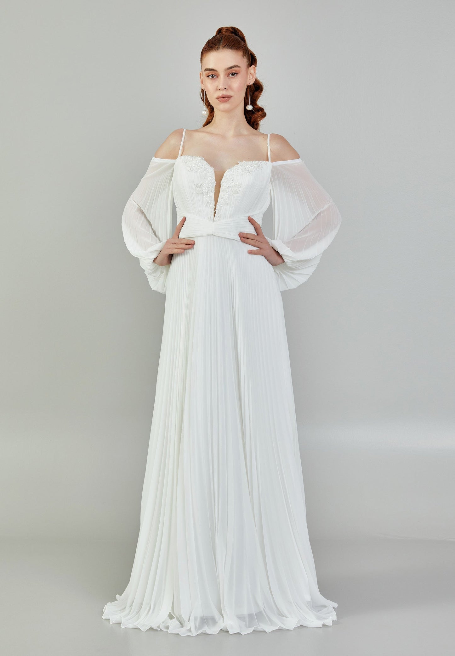 Off Shoulder Maxi Chiffon Regular Wedding Dress Unit Price: €130