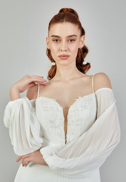 Off Shoulder Maxi Chiffon Regular Wedding Dress Unit Price: €130