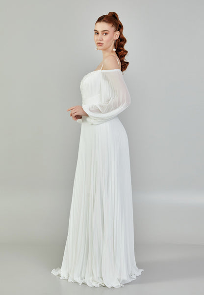 Off Shoulder Maxi Chiffon Regular Wedding Dress Unit Price: €130