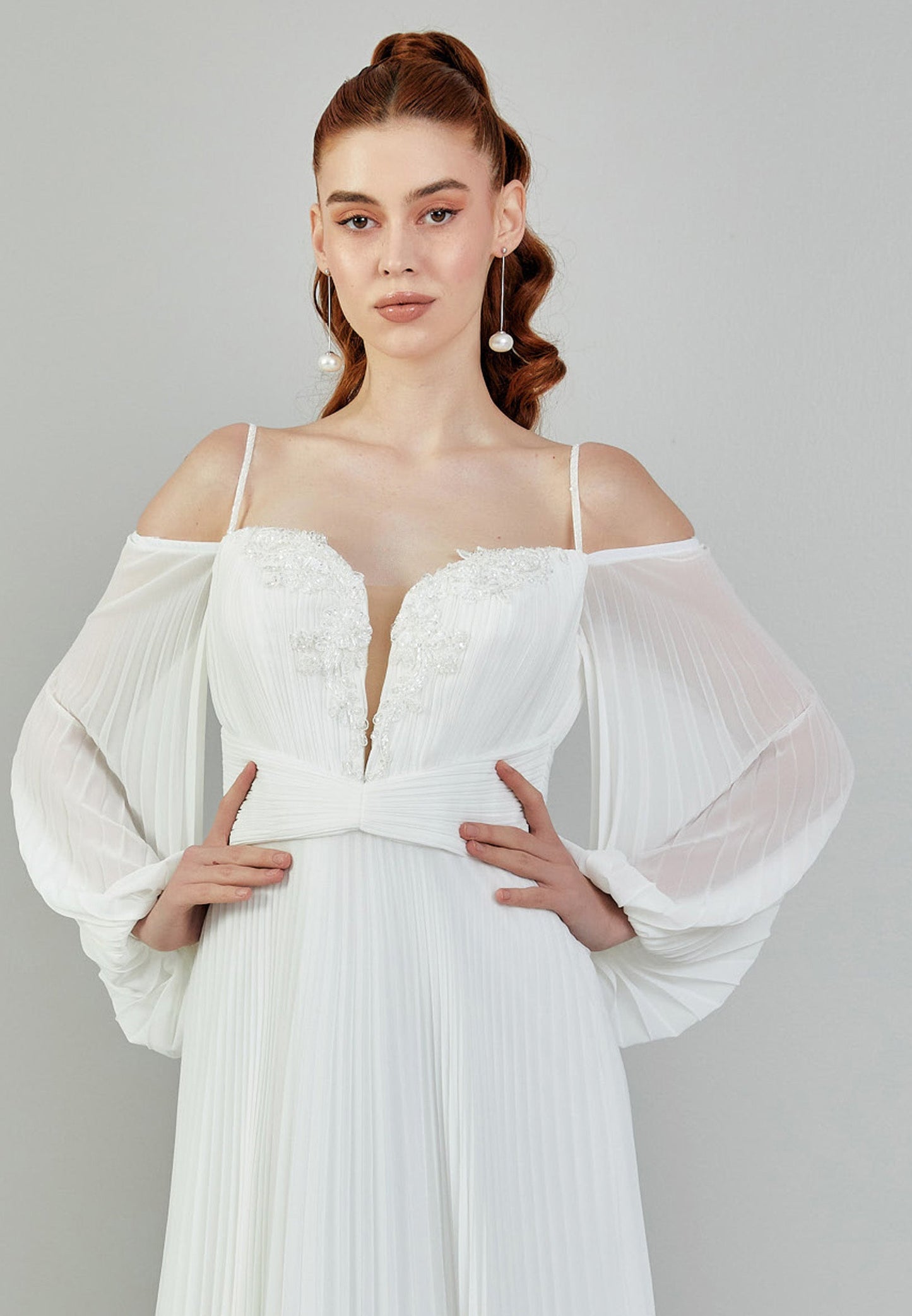 Off Shoulder Maxi Chiffon Regular Wedding Dress Unit Price: €130