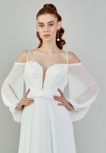 Off Shoulder Maxi Chiffon Regular Wedding Dress Unit Price: €130