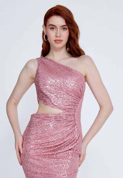 One Shoulder Maxi Sequin Mermaid Plus Size Wedding Guest Dress Unit Price: €72