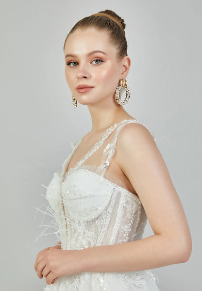 Sleeveless Maxi Tulle Regular Wedding Dress Unit Price: €215