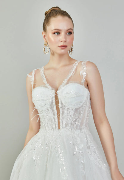 Sleeveless Maxi Tulle Regular Wedding Dress Unit Price: €215