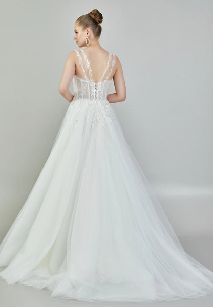 Sleeveless Maxi Tulle Regular Wedding Dress Unit Price: €215
