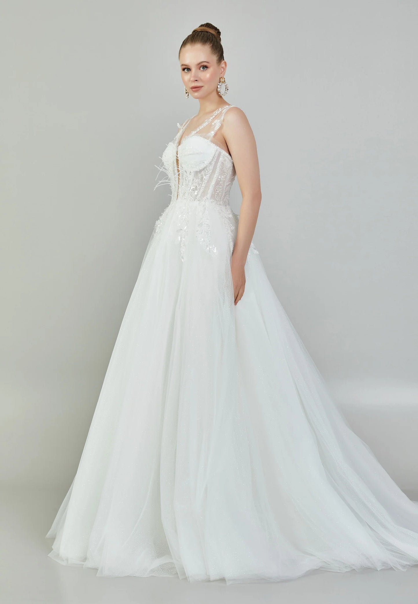 Sleeveless Maxi Tulle Regular Wedding Dress Unit Price: €215