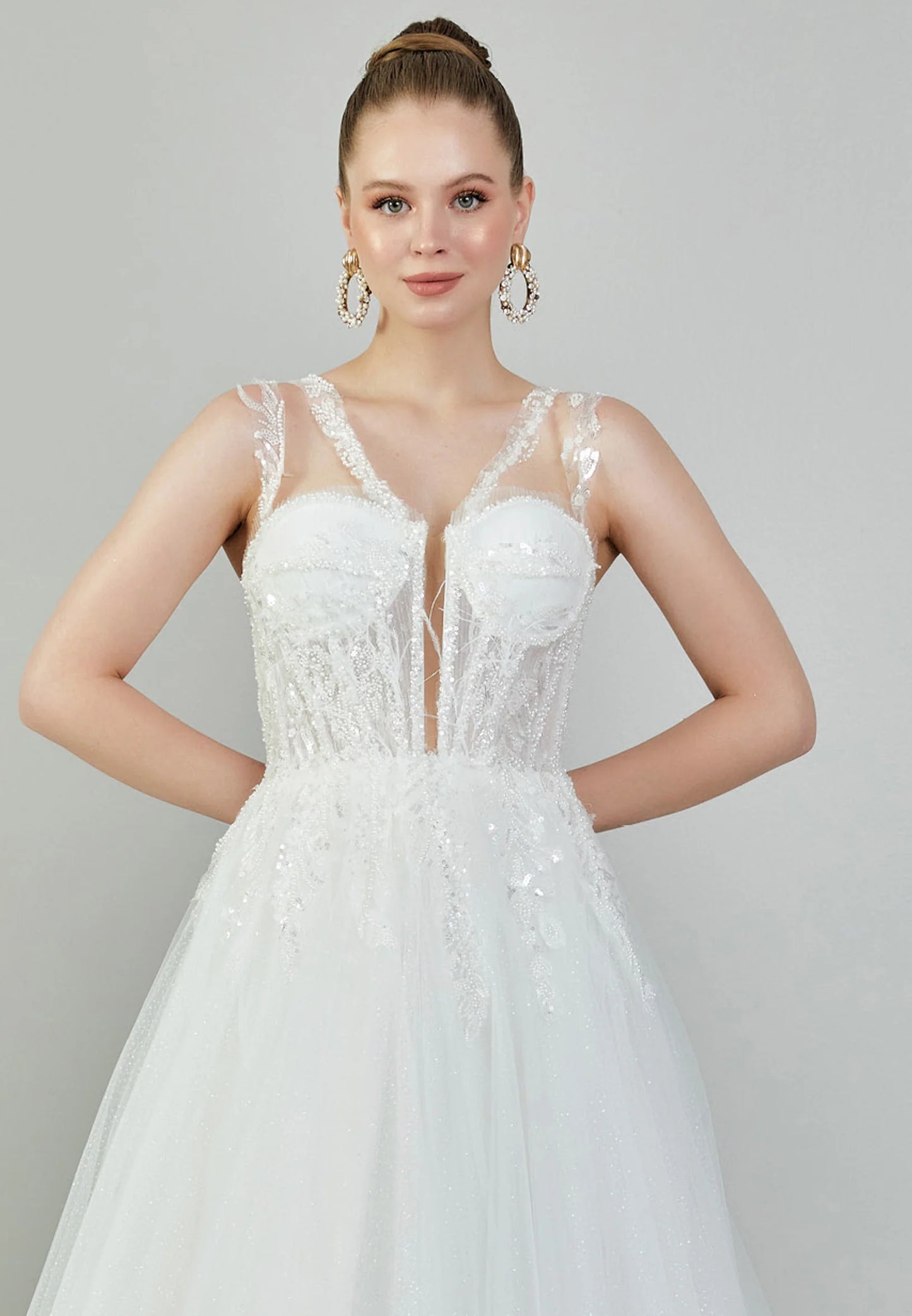 Sleeveless Maxi Tulle Regular Wedding Dress Unit Price: €215