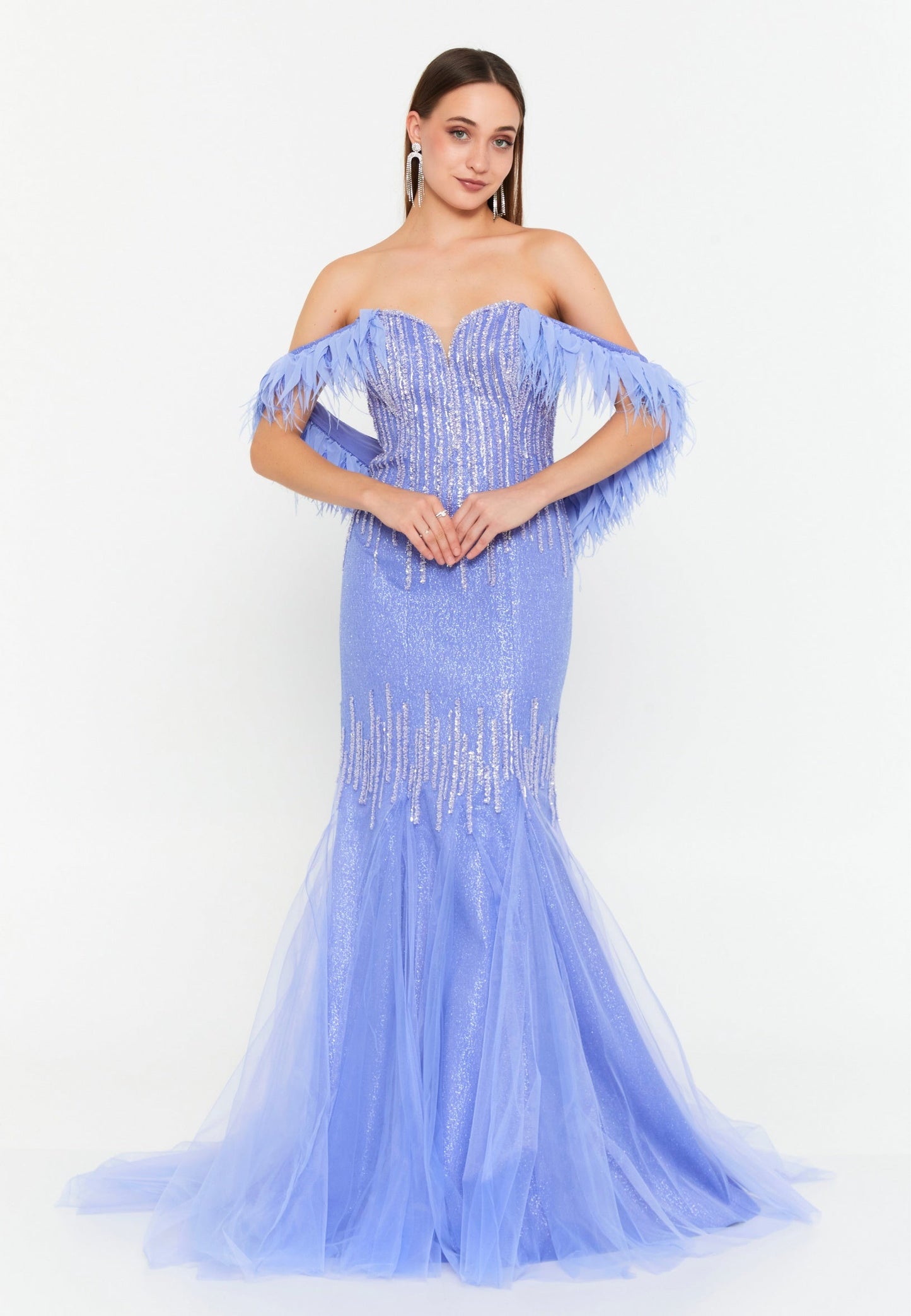 Off Shoulder Maxi Tulle Mermaid Regular Wedding Guest Dress Unit Price: €72
