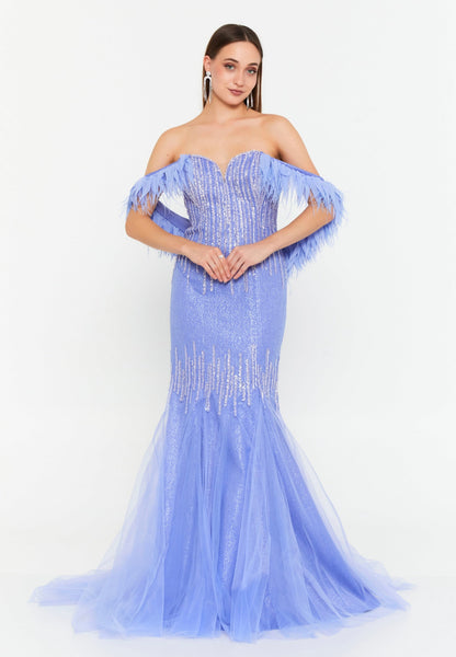 Off Shoulder Maxi Tulle Mermaid Regular Wedding Guest Dress Unit Price: €72
