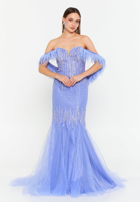 Off Shoulder Maxi Tulle Mermaid Regular Wedding Guest Dress Unit Price: €72