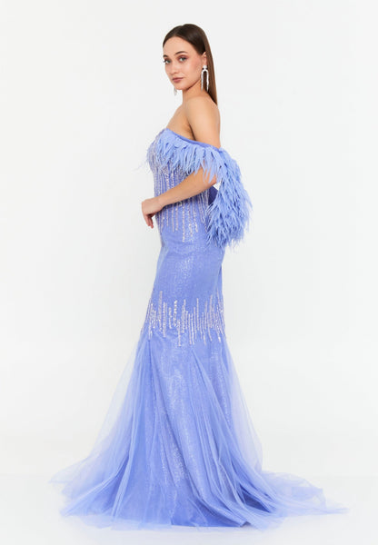 Off Shoulder Maxi Tulle Mermaid Regular Wedding Guest Dress Unit Price: €72