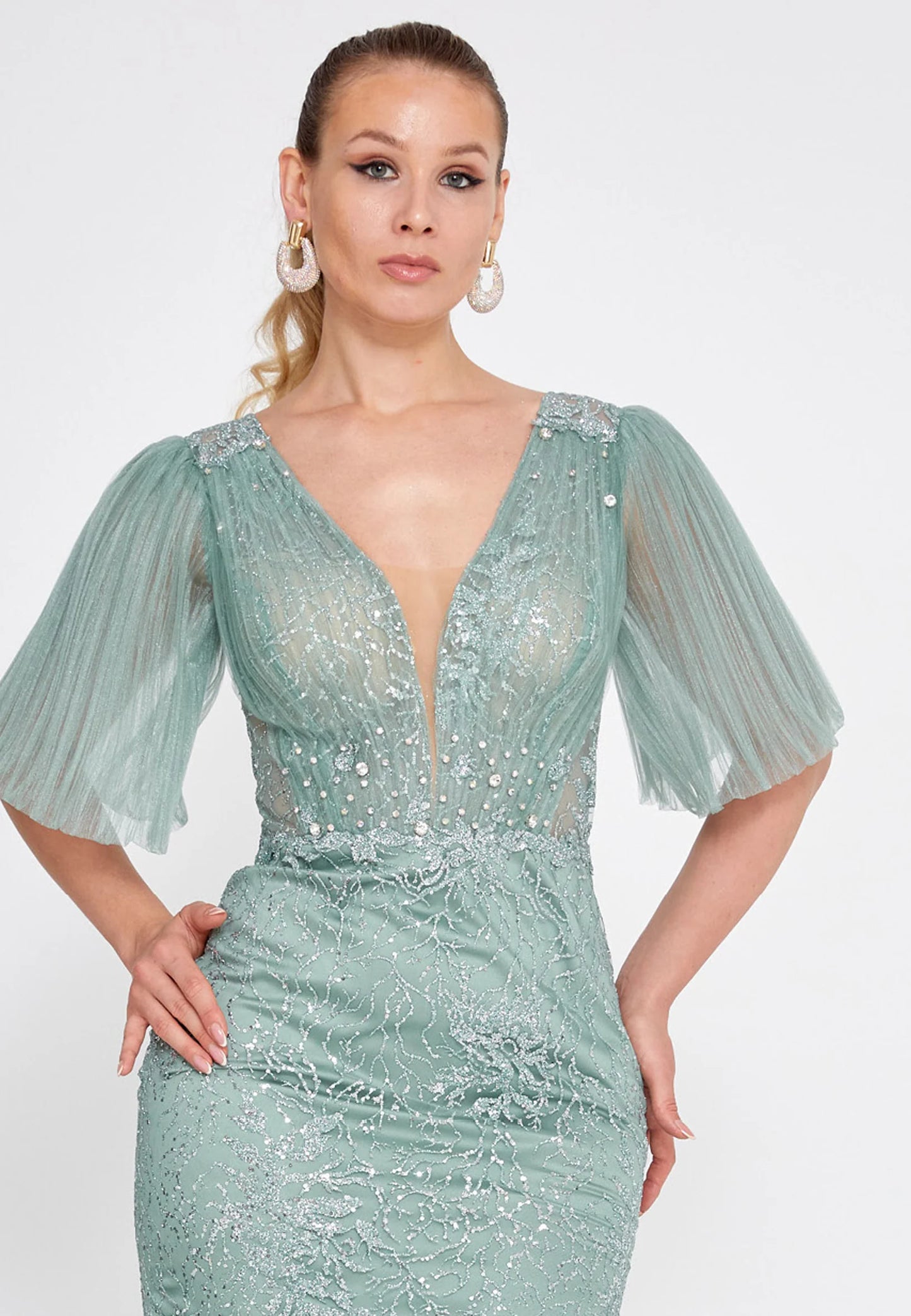 Mid-Length Maxi Tulle Mermaid Plus Size Wedding Guest Dress Unit Price: €80