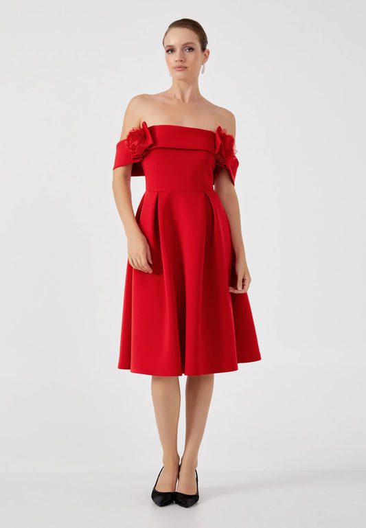 Off Shoulder Midi Cotton Column Regular Evening Dress Unit Price: €36