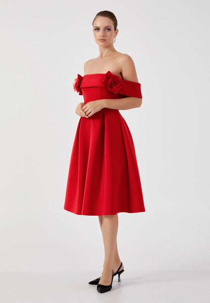 Off Shoulder Midi Cotton Column Regular Evening Dress Unit Price: €36