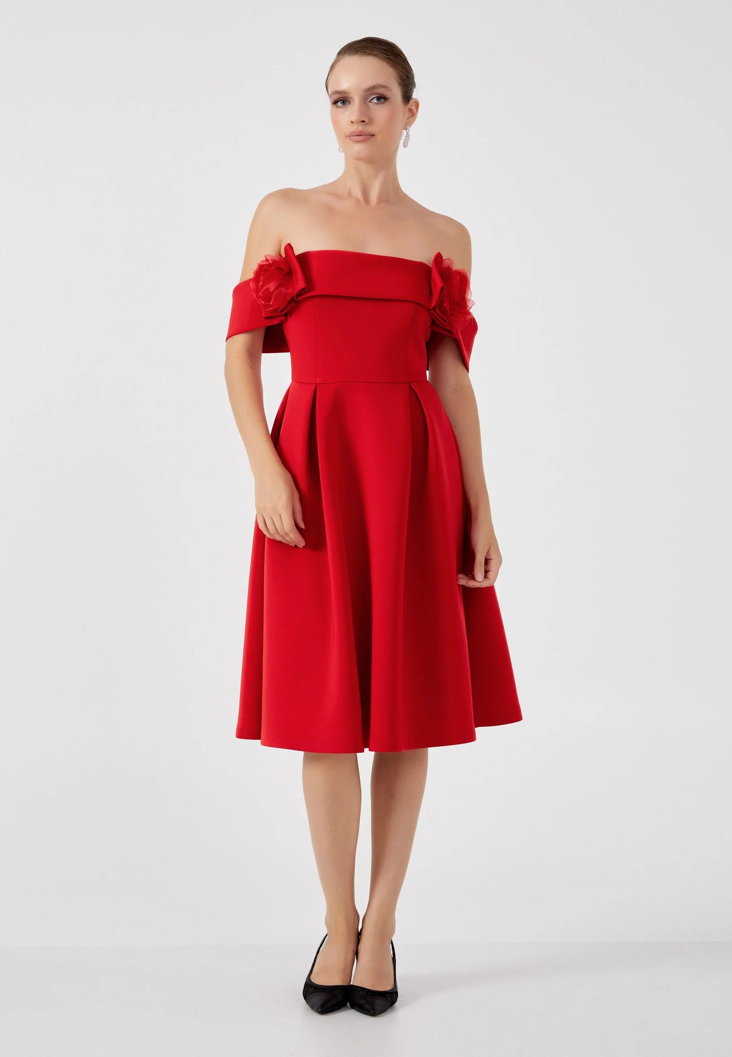 Off Shoulder Midi Cotton Column Regular Evening Dress Unit Price: €36