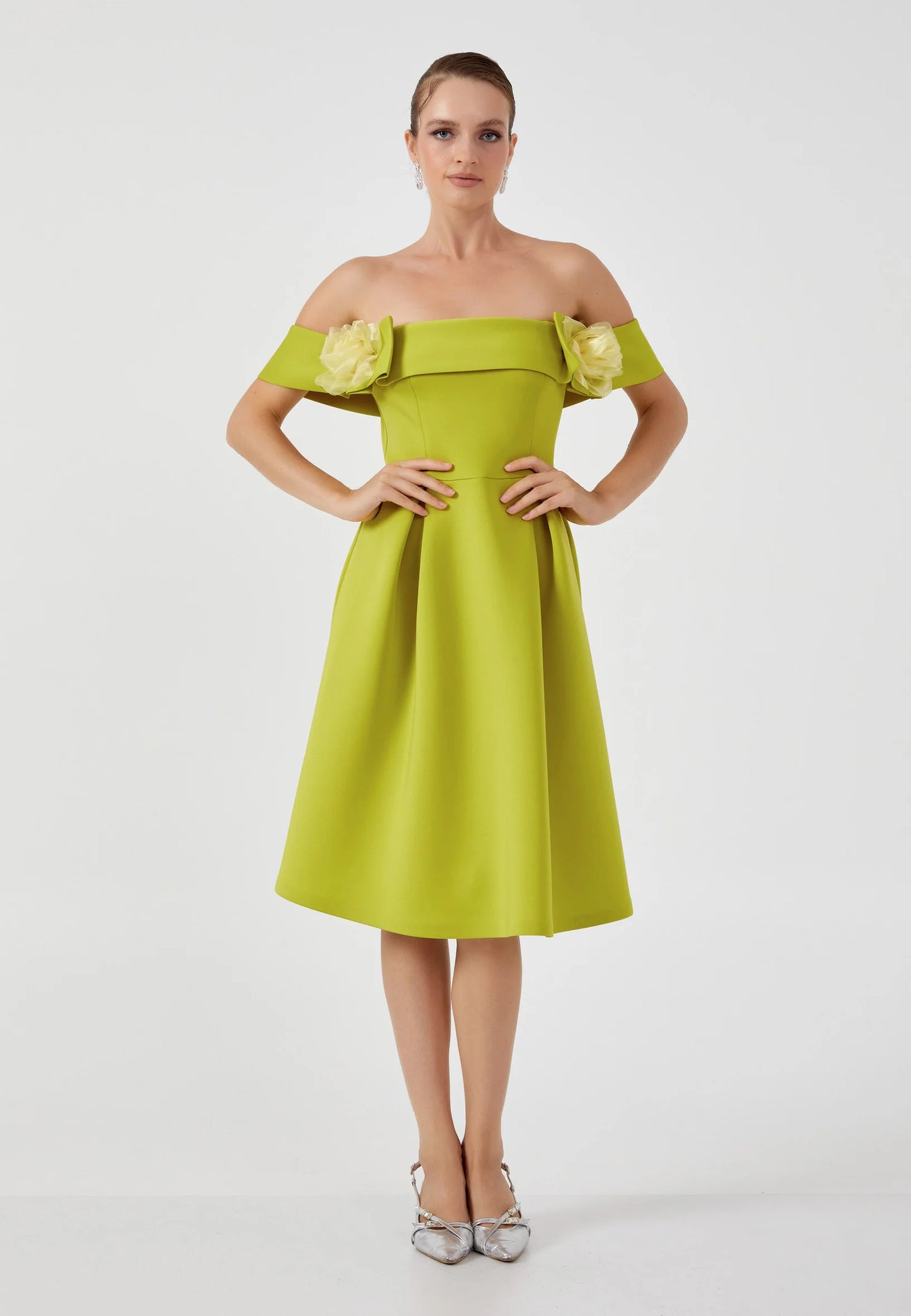 Off Shoulder Midi Cotton Column Regular Evening Dress Unit Price: €36