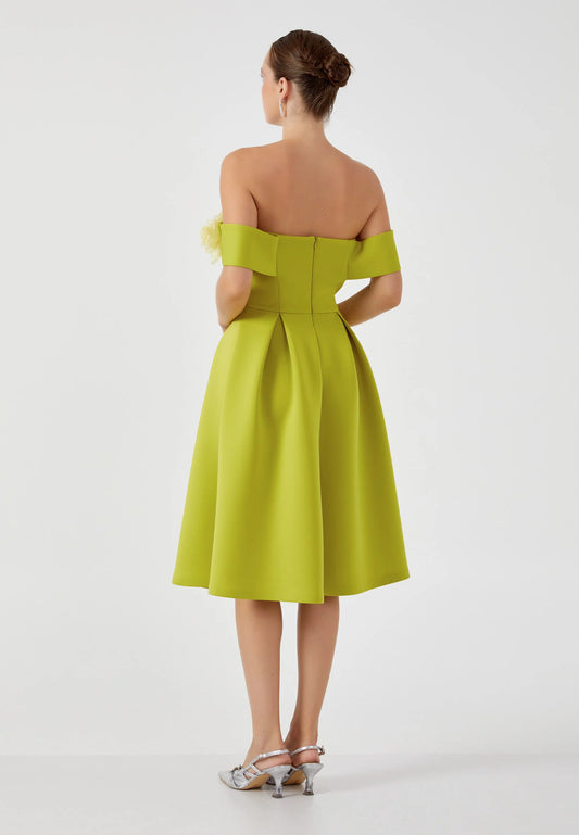 Off Shoulder Midi Cotton Column Regular Evening Dress Unit Price: €36