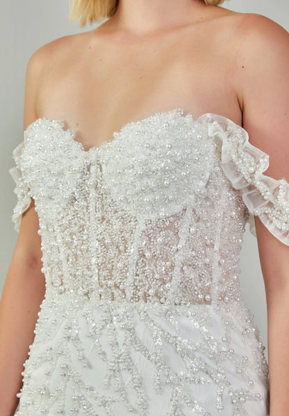 Off Shoulder Maxi Tulle Regular Wedding Dress Unit Price: €420