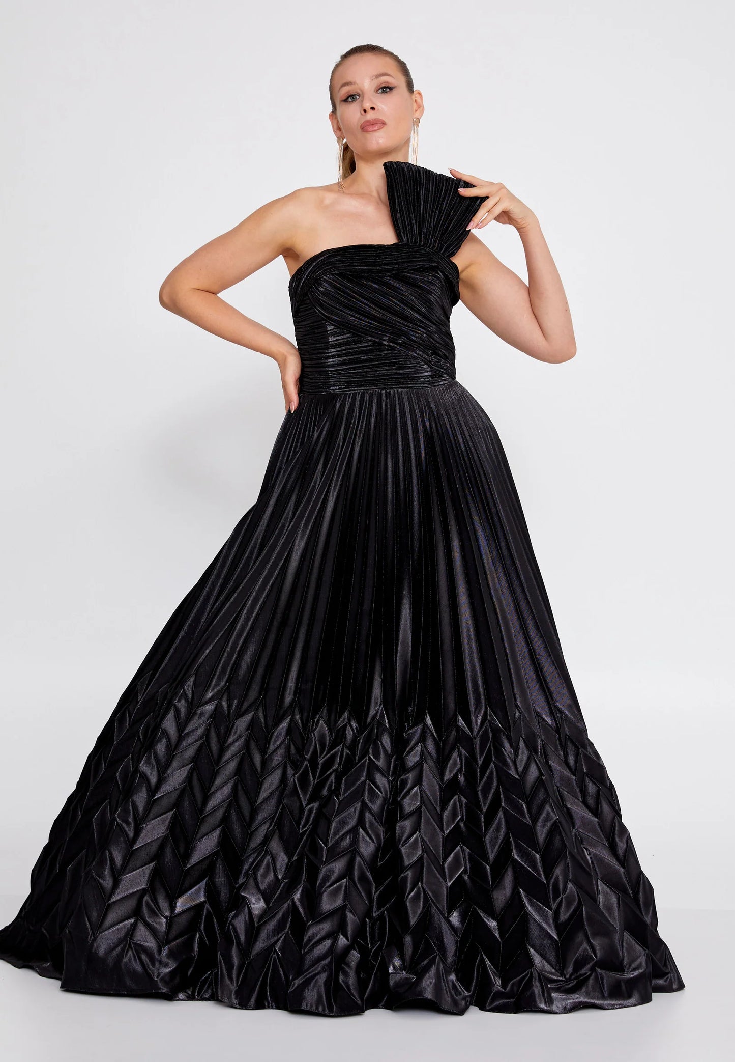 One Shoulder Maxi Polyester A - Line Regular Prom Dress Unit Price: €140