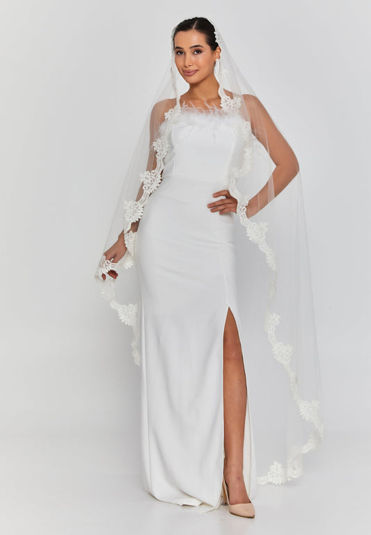 Lace Single Tier Tulle Veil (1,80 mt) Unit Price: €36