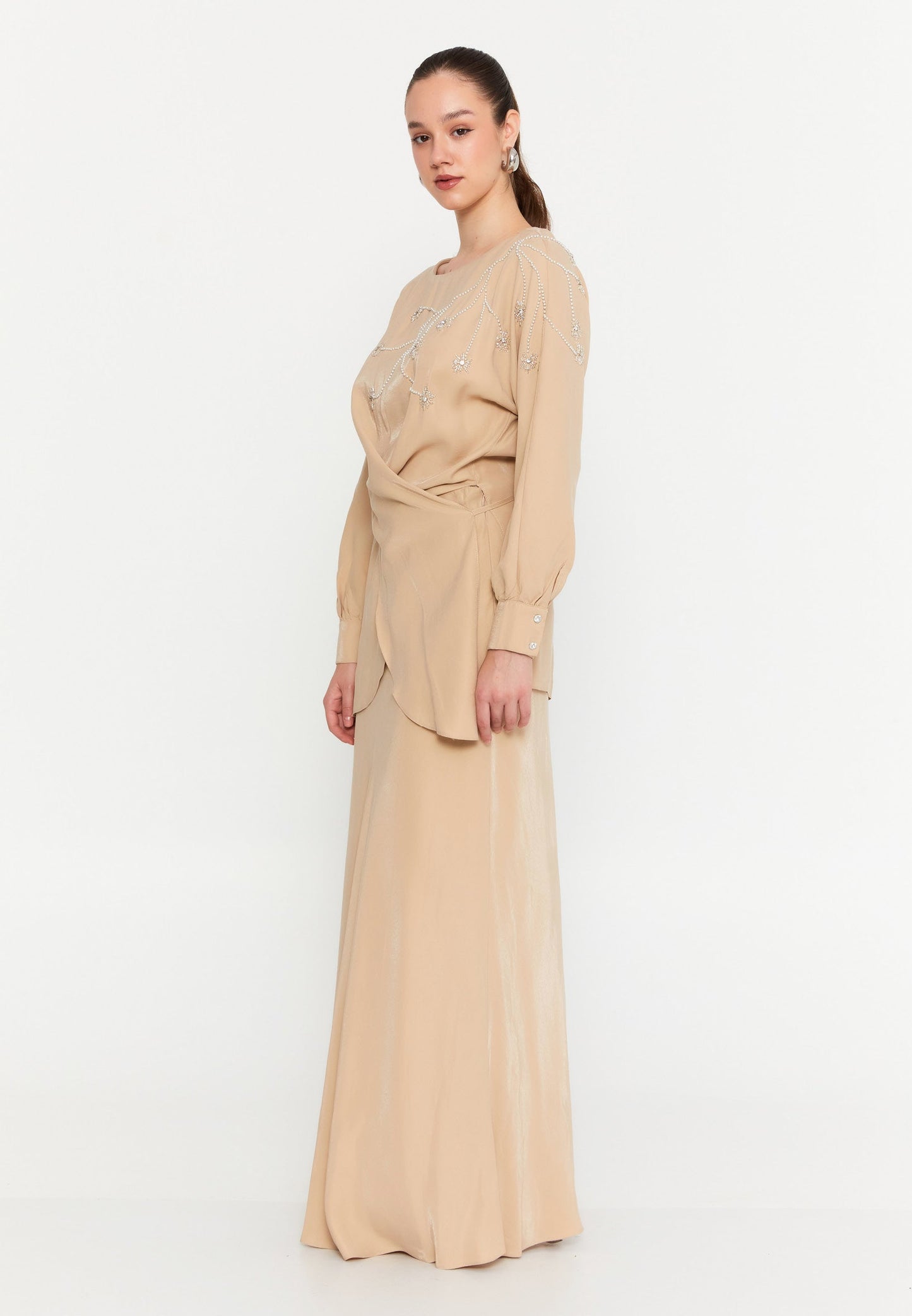 Long Sleeve Chiffon With Stones Regular Two-Piece Outfit Unit Price: €30