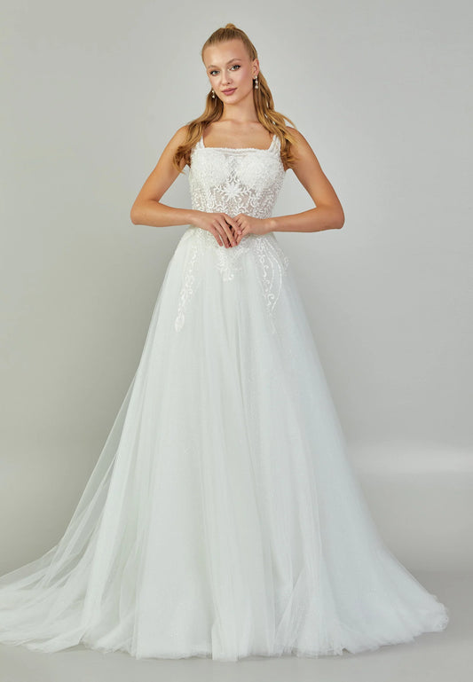 Sleeveless Maxi Tulle Regular Wedding Dress Unit Price: €240