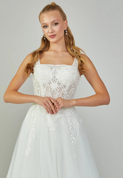 Sleeveless Maxi Tulle Regular Wedding Dress Unit Price: €240