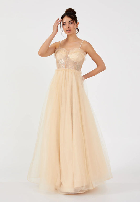 Sleeveless Maxi Tulle Column Regular Prom Dress Unit Price: €62