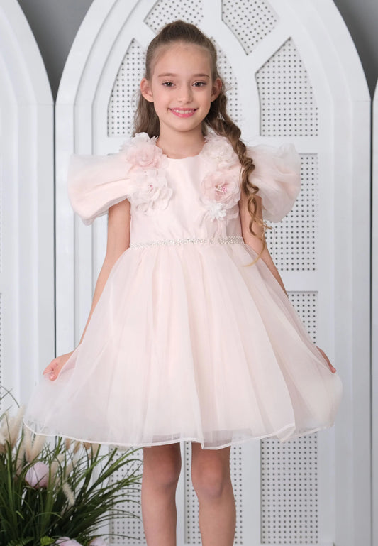Girl Short Sleeve Tulle Floral A - Line 4 - 8 Ages Special Occasion Dress Unit Price: €20