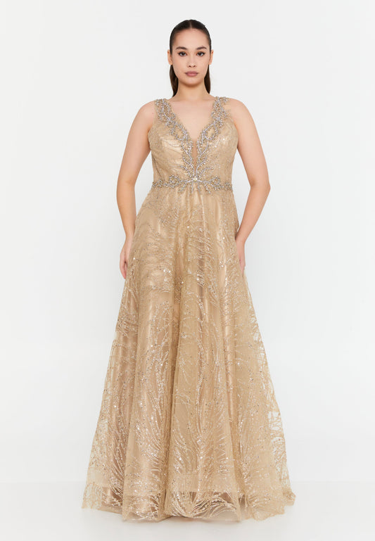 Sleeveless Maxi Tulle A - Line Plus Size Prom Dress Unit Price: €78