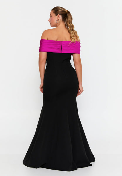 Off Shoulder Maxi Crepe Mermaid Plus Size Wedding Guest Dress Unit Price: €60