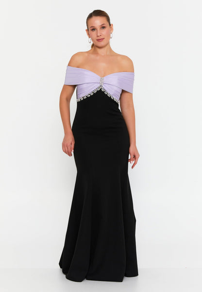 Off Shoulder Maxi Crepe Mermaid Plus Size Wedding Guest Dress Unit Price: €60