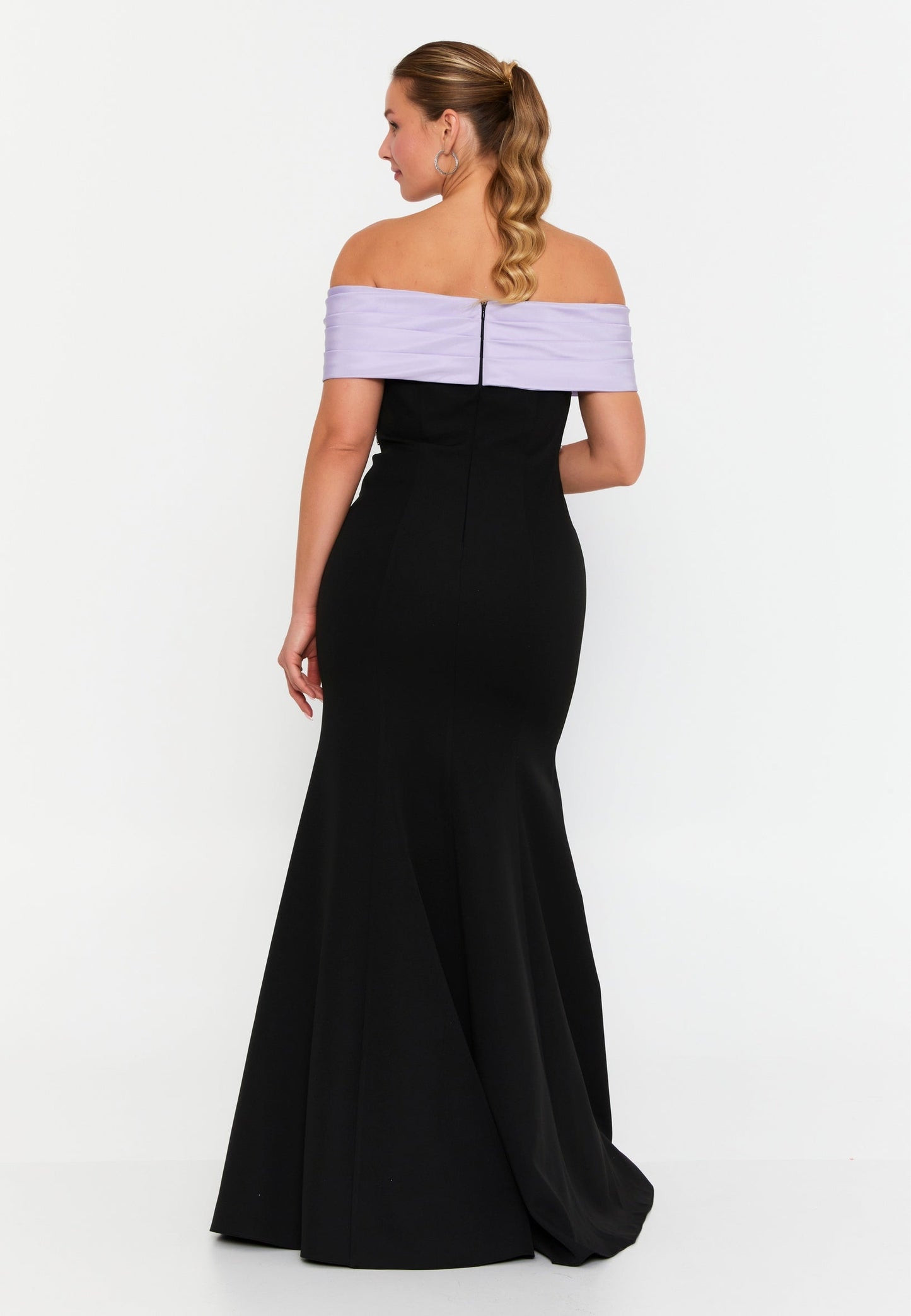 Off Shoulder Maxi Crepe Mermaid Plus Size Wedding Guest Dress Unit Price: €60