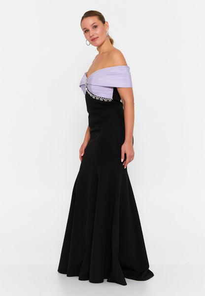 Off Shoulder Maxi Crepe Mermaid Plus Size Wedding Guest Dress Unit Price: €60