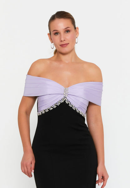 Off Shoulder Maxi Crepe Mermaid Plus Size Wedding Guest Dress Unit Price: €60