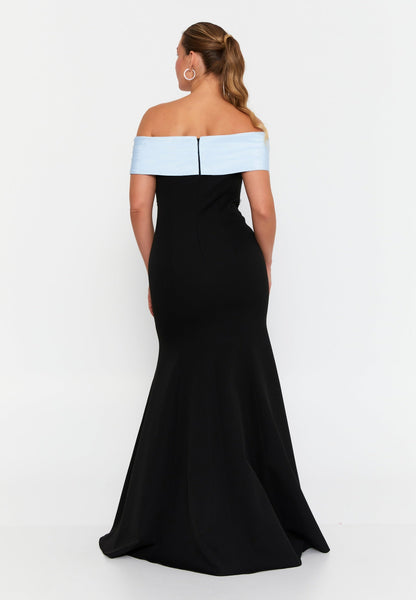 Off Shoulder Maxi Crepe Mermaid Plus Size Wedding Guest Dress Unit Price: €60