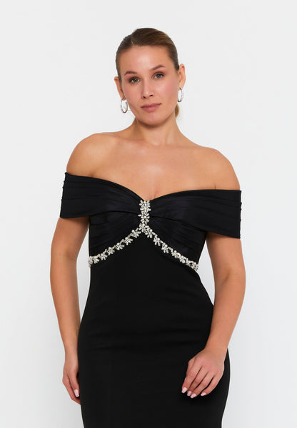 Off Shoulder Maxi Crepe Mermaid Plus Size Wedding Guest Dress Unit Price: €60