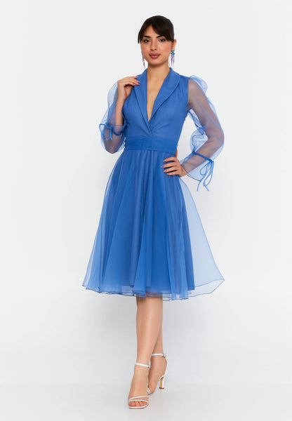 Long Sleeve Midi Tulle A - Line Regular Evening Dress Unit Price: €30