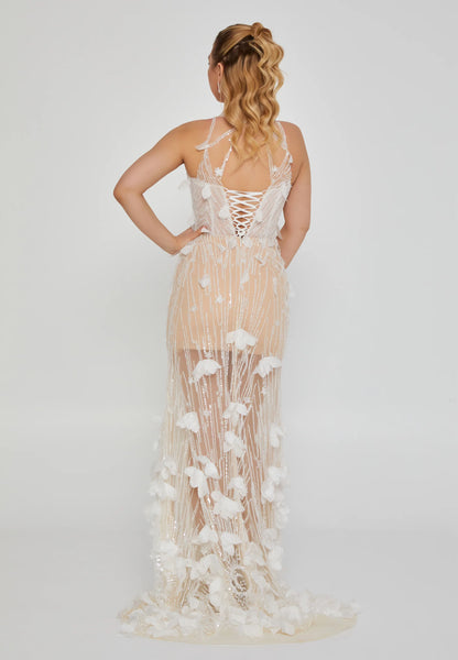 Sleeveless Maxi Tulle Regular Wedding Dress Unit Price: €230